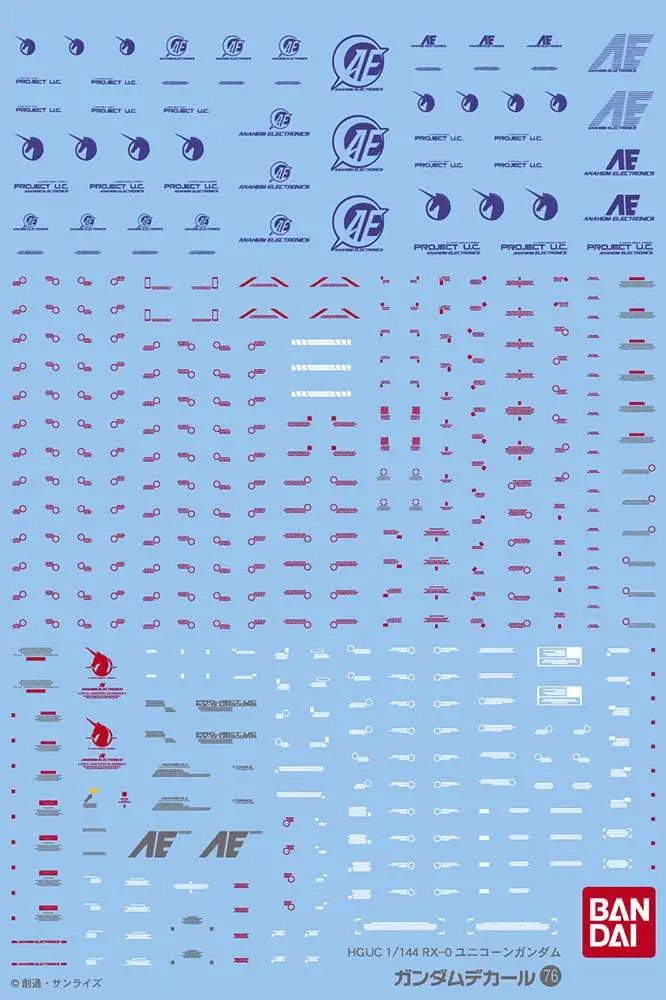 Maquette Gundam decal hguc unic 1/144 gd76